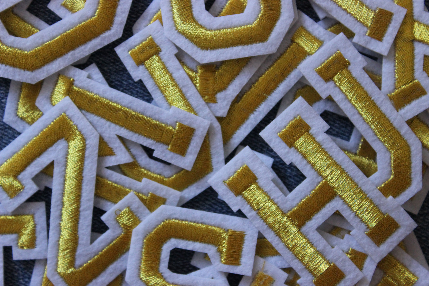Large Gold Iron on Letter