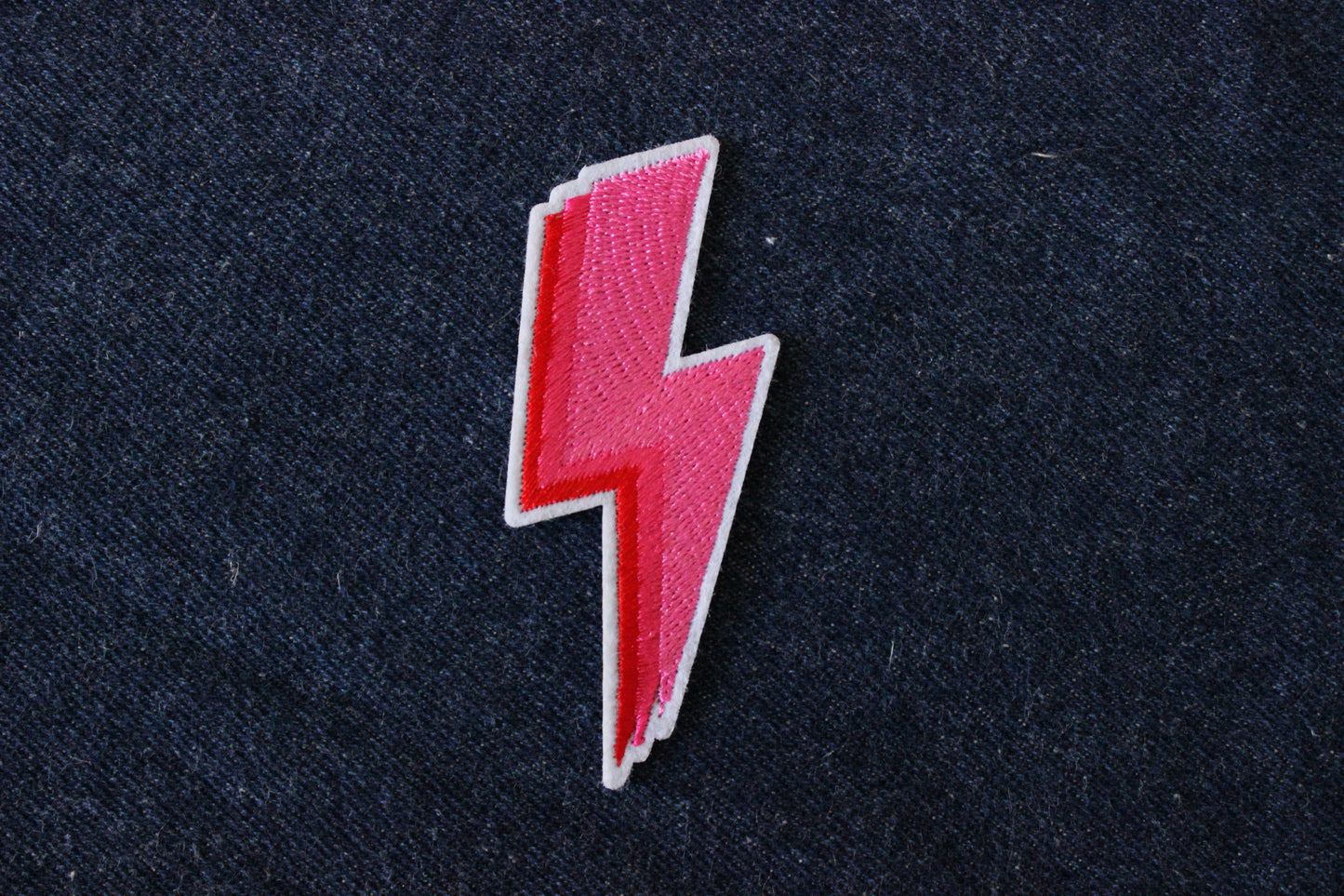 Pink Lightning Iron on Patch