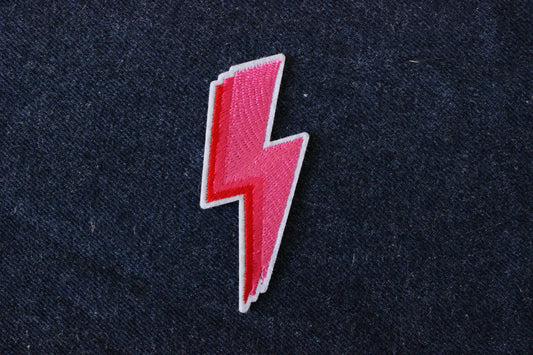 Pink Lightning Iron on Patch