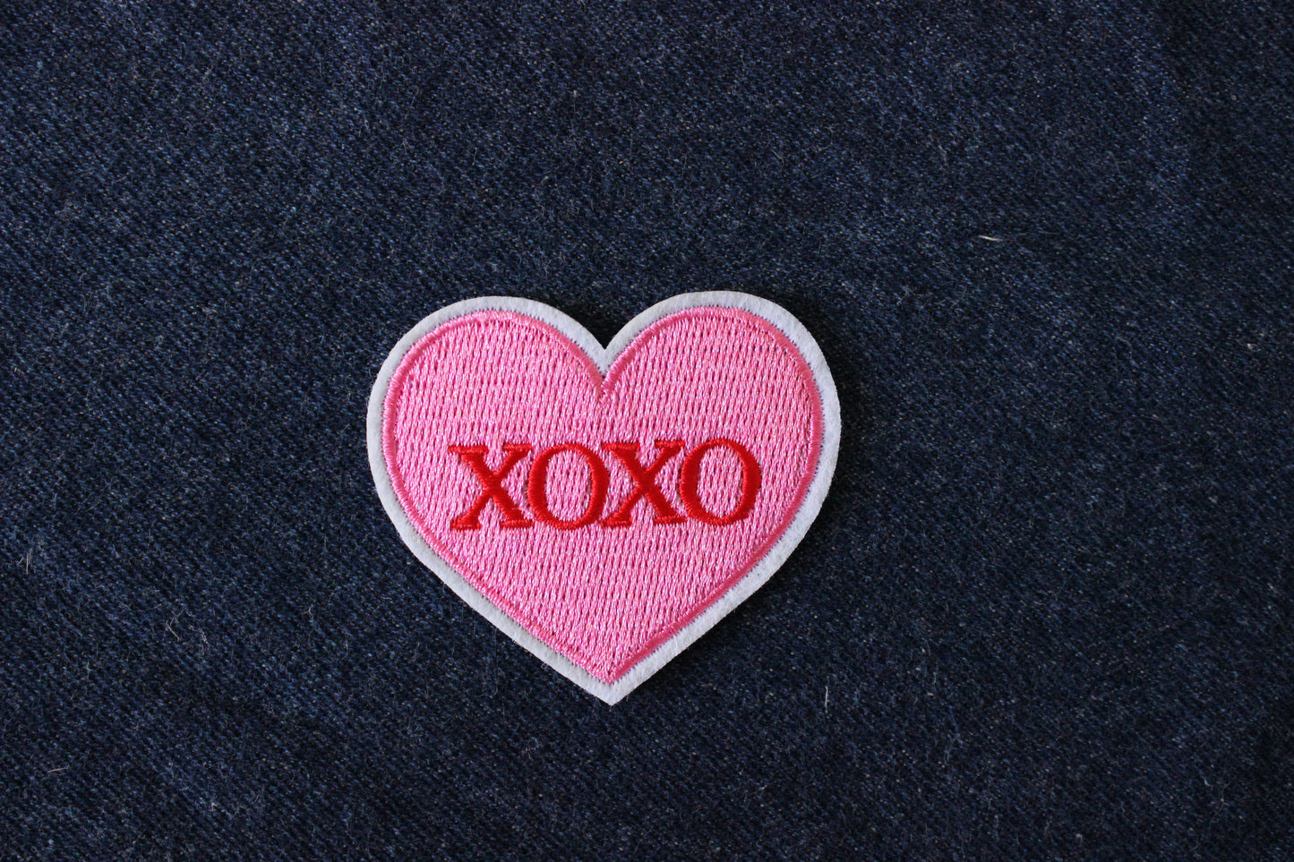 Pink XOXO Love Heart Iron on Patch