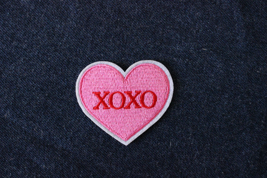 Pink XOXO Love Heart Iron on Patch