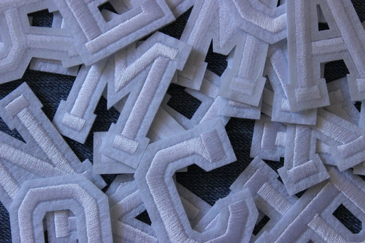 Large White Iron on Letter
