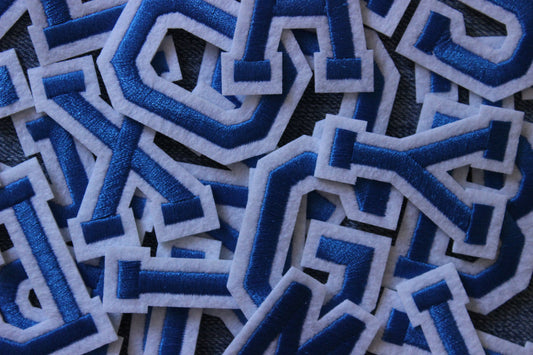 Large Blue Iron on Letter